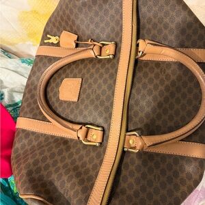 Celine Brown Travel Bag with Tan Accents